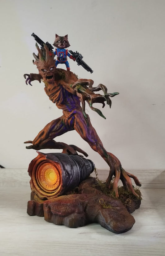 Diorama de Rocket y Groot
